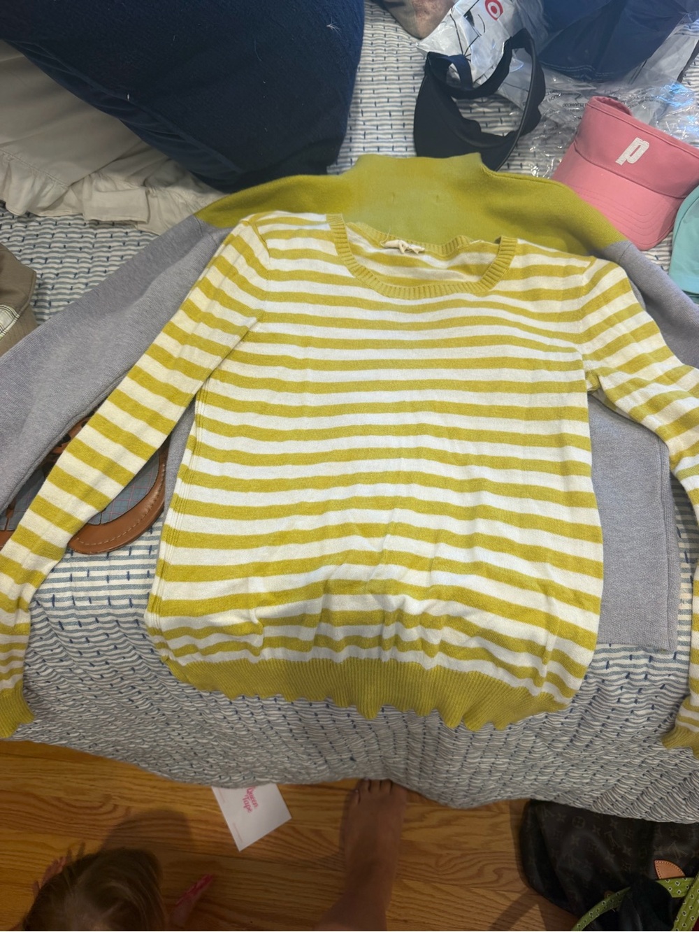 Y/Project Yellow and White Striped Crewneck Sweater
